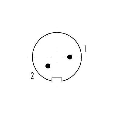 Disposition des contacts (Côté plug-in) 99 0401 115 02 - M9 Connecteur mâle, Contacts: 2, 4,0-5,5 mm, blindable, souder, IP67