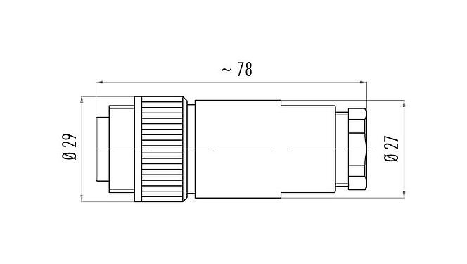 Dibujo a escala 99 0209 110 04 - RD24 Conector de cable macho, Número de contactos: 3+PE, 8,0-10,0 mm, sin blindaje, tornillo extraíble, IP67, PG 11