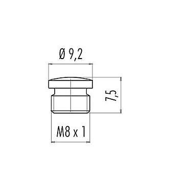 Desenho da escala 08 2441 000 000 - M8 / AS-Interface - tampa de proteção para recipientes e distribuidores M8; Série 718/772/775/768
