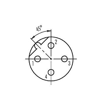 コンタクト配列（接続側） 99 0430 05 04 - M12 メス アングルコネクタ, 極数: 4, 4.0-6.0mm, 非シールド, ねじ圧着, IP67, UL