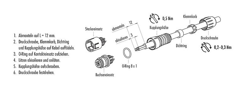 Montageanleitung 99 9209 450 04 - Snap-In Kabelstecker, Polzahl: 4, 3,5-5,0 mm, ungeschirmt, löten, IP67