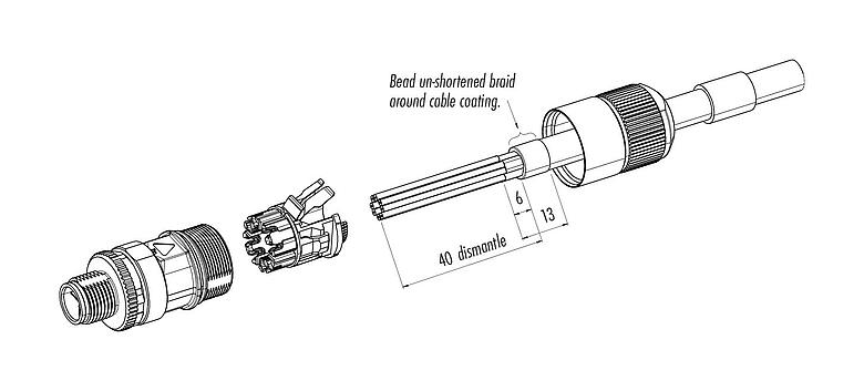 Instrução de montagem 99 3787 810 08 - M12 Plugue de cabo, Contatos: 8, 5,5-9,0 mm, blindável, IDC, IP67