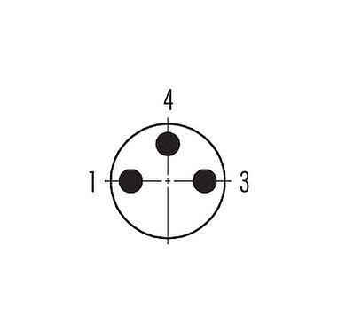 Disposition des contacts (Côté plug-in) 99 3361 300 03 - M8 Connecteur mâle, Contacts: 3, 6,0-8,0 mm, blindable, pince à visser, IP67, UL